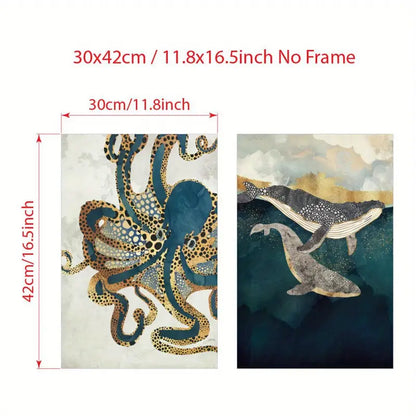 Quadro su Tela Fantasia Mostro Marino completo di Cornice 42 x 30 cm
