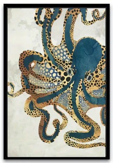 Quadro su Tela Fantasia Mostro Marino completo di Cornice 42 x 30 cm