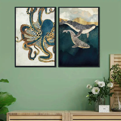 Quadro su Tela Fantasia Mostro Marino completo di Cornice 42 x 30 cm