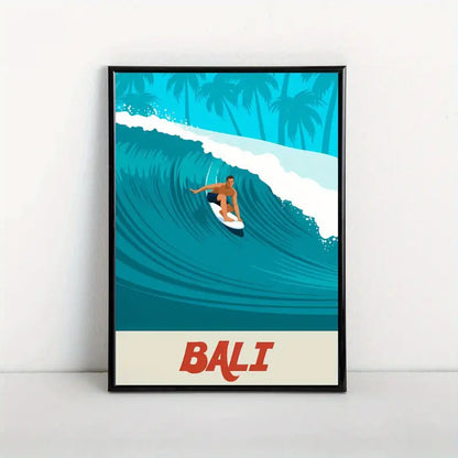 Quadro su Tela Fantasia Surf a Bali completo di Cornice 42 x 30 cm
