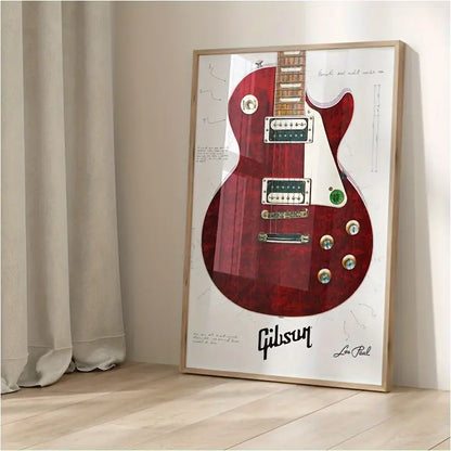Quadro su Tela Fantasia Chitarra Rossa completo di Cornice 42 x 30 cm