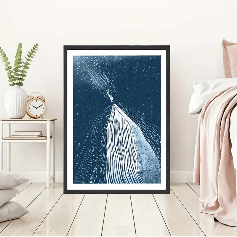 Quadro su Tela Fantasia Balena Astratta completo di Cornice 42 x 30 cm
