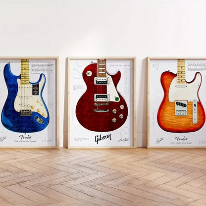Quadro su Tela Fantasia Chitarra Blu completo di Cornice 42 x 30 cm