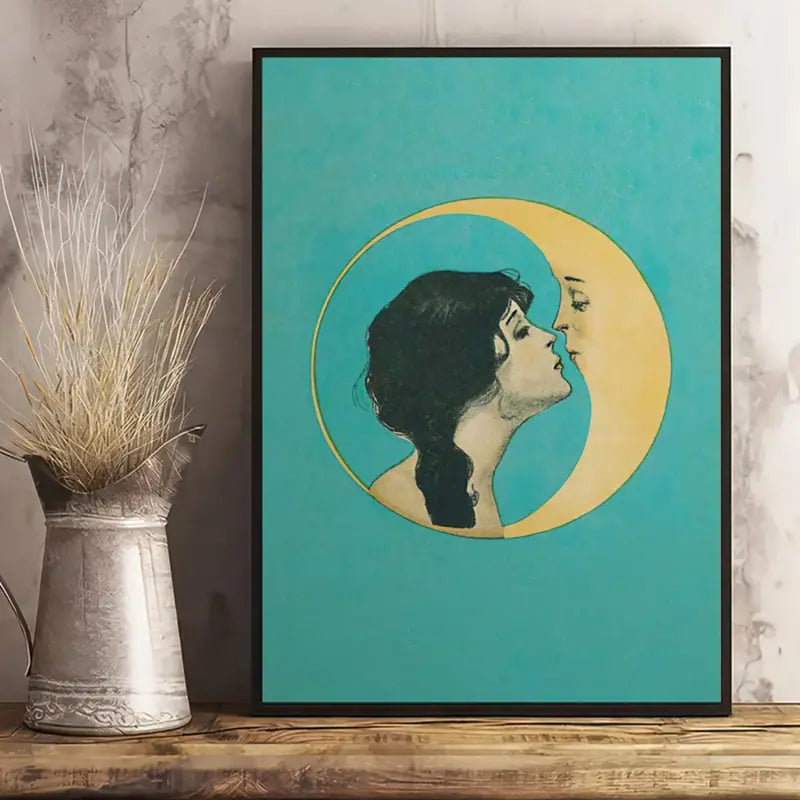 Quadro su Tela Fantasia Donna nella Luna completo di Cornice 42 x 30 cm