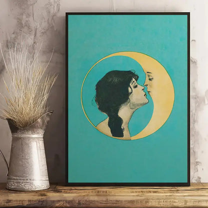 Quadro su Tela Fantasia Donna nella Luna completo di Cornice 42 x 30 cm