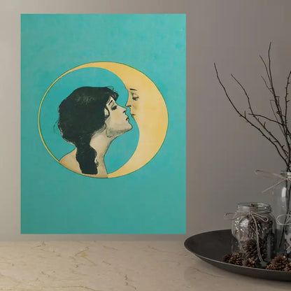 Quadro su Tela Fantasia Donna nella Luna completo di Cornice 42 x 30 cm