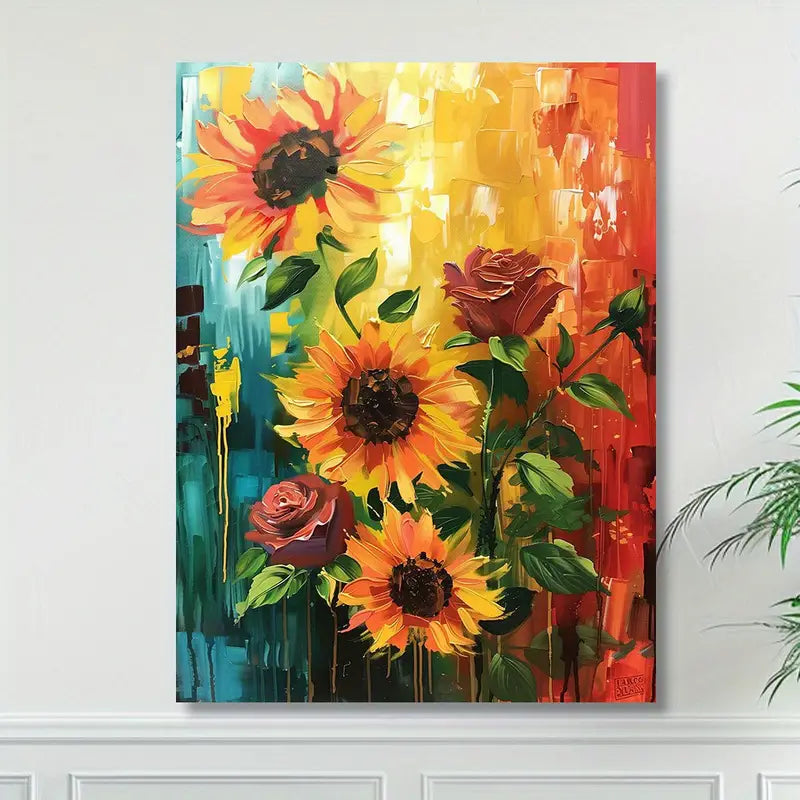 Quadro su Tela Fantasia Girasole completo di Cornice 42 x 30 cm