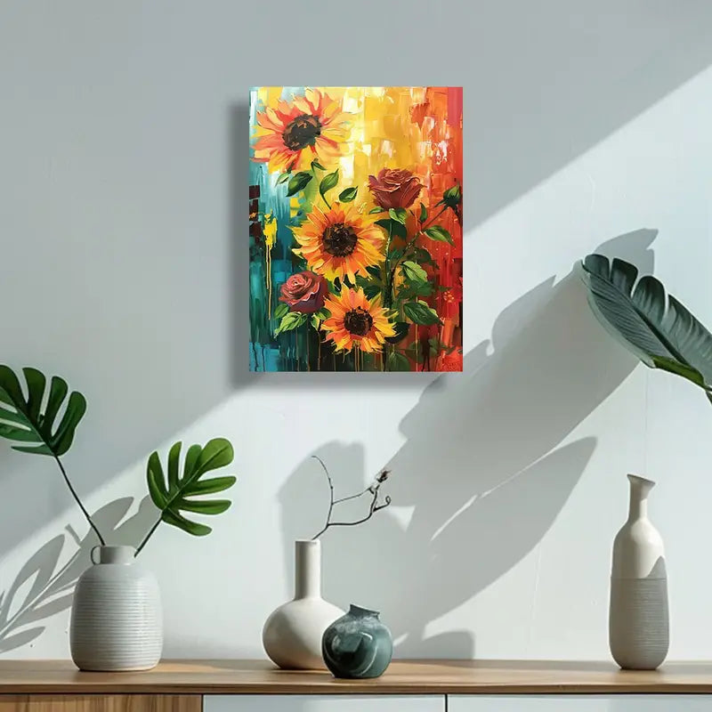 Quadro su Tela Fantasia Girasole completo di Cornice 42 x 30 cm