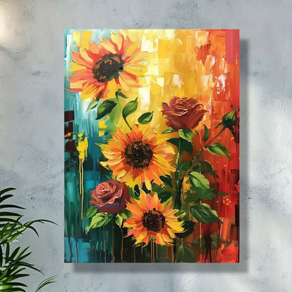 Quadro su Tela Fantasia Girasole completo di Cornice 42 x 30 cm