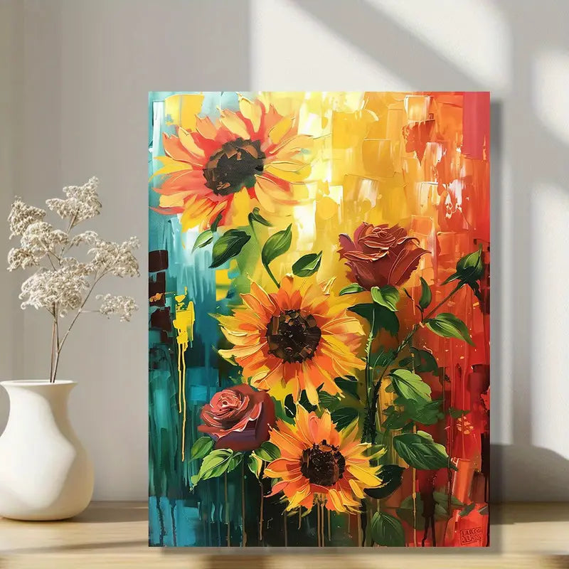 Quadro su Tela Fantasia Girasole completo di Cornice 42 x 30 cm