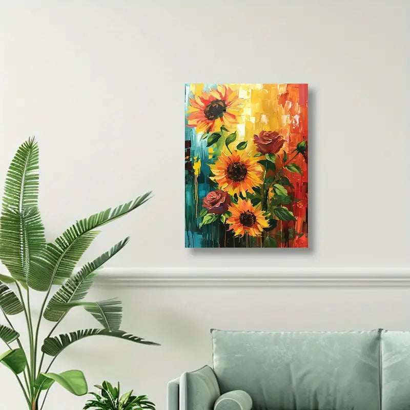 Quadro su Tela Fantasia Girasole completo di Cornice 42 x 30 cm