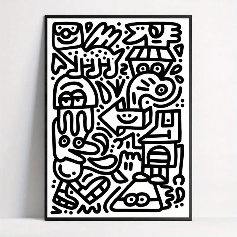 Quadro su Tela Fantasia Graffiti Cartoon completo di Cornice 42 x 30 cm