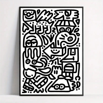 Quadro su Tela Fantasia Graffiti Cartoon completo di Cornice 42 x 30 cm