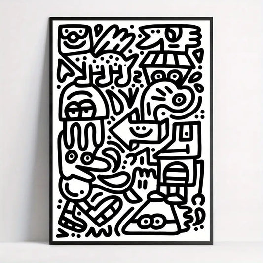 Quadro su Tela Fantasia Graffiti Cartoon completo di Cornice 42 x 30 cm