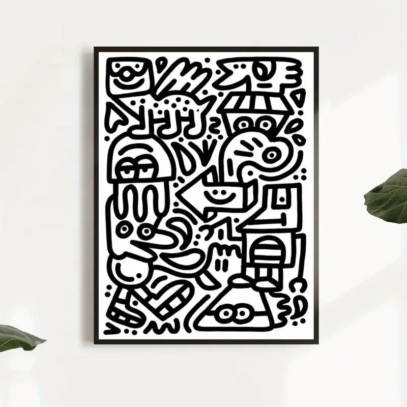 Quadro su Tela Fantasia Graffiti Cartoon completo di Cornice 42 x 30 cm