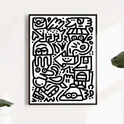 Quadro su Tela Fantasia Graffiti Cartoon completo di Cornice 42 x 30 cm