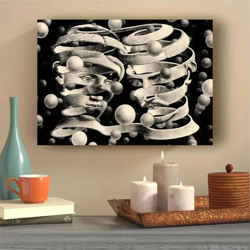 Quadro su Tela Fantasia Illusione Ottica completo di Cornice 40 X 30 cm