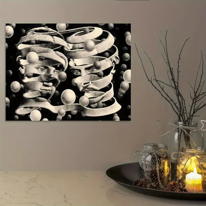 Quadro su Tela Fantasia Illusione Ottica completo di Cornice 40 X 30 cm