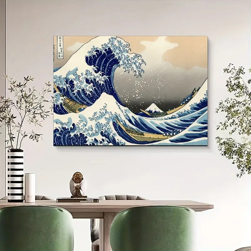 Quadro su Tela Fantasia Onda del Mare completo di Cornice 50 X 70 cm