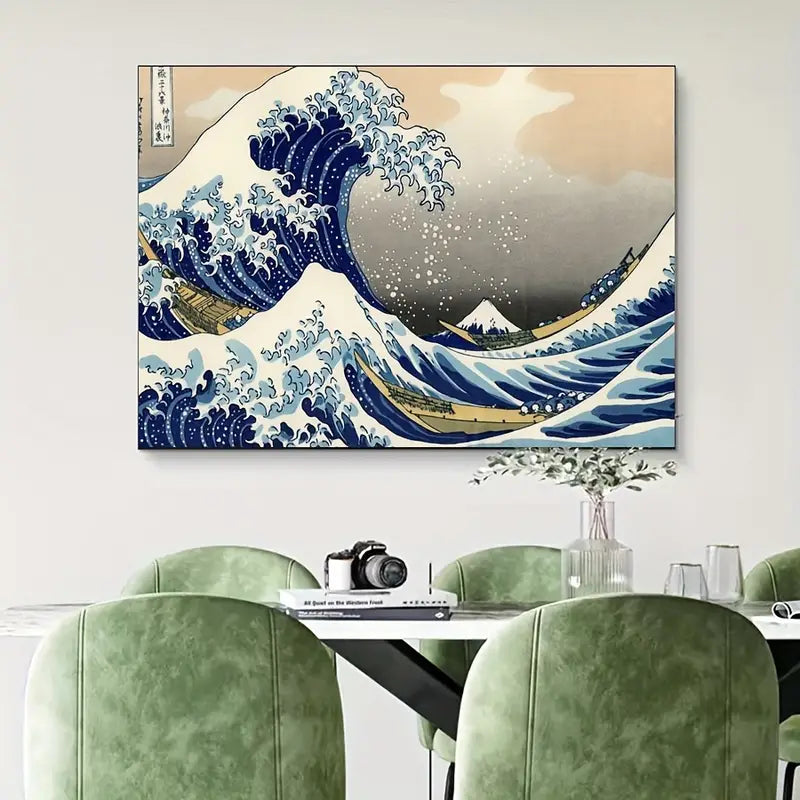 Quadro su Tela Fantasia Onda del Mare completo di Cornice 50 X 70 cm