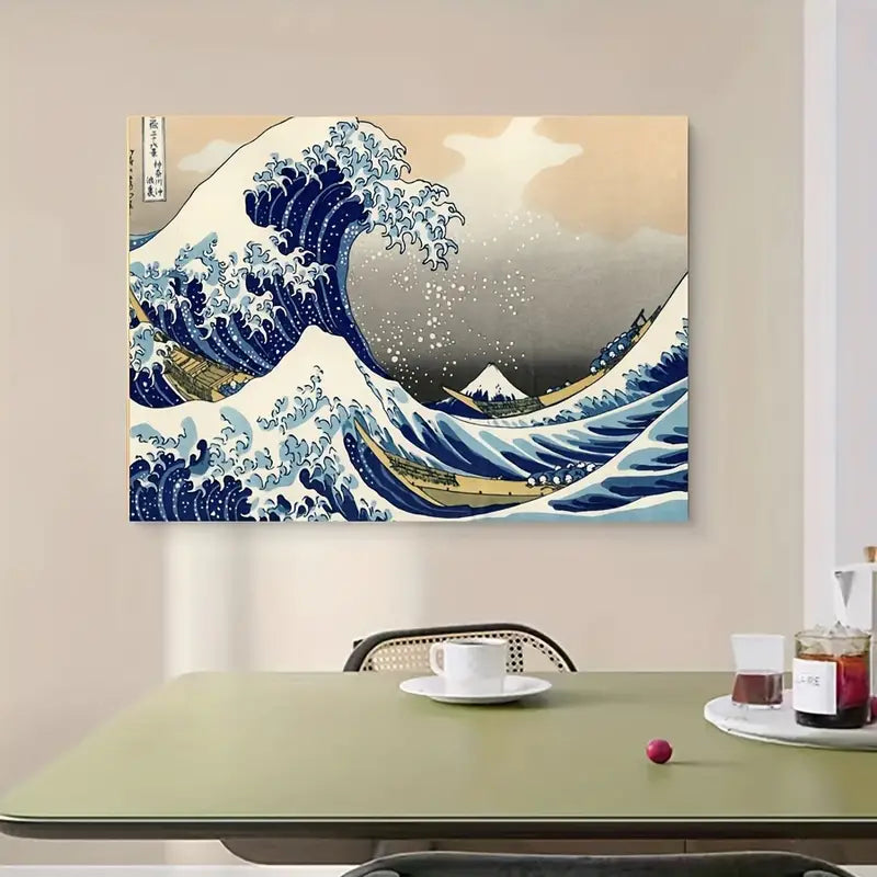 Quadro su Tela Fantasia Onda del Mare completo di Cornice 50 X 70 cm