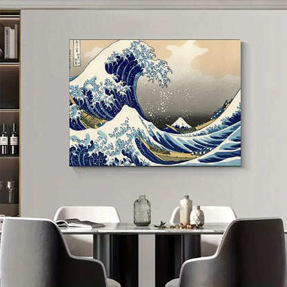 Quadro su Tela Fantasia Onda del Mare completo di Cornice 50 X 70 cm