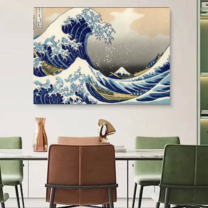 Quadro su Tela Fantasia Onda del Mare completo di Cornice 50 X 70 cm