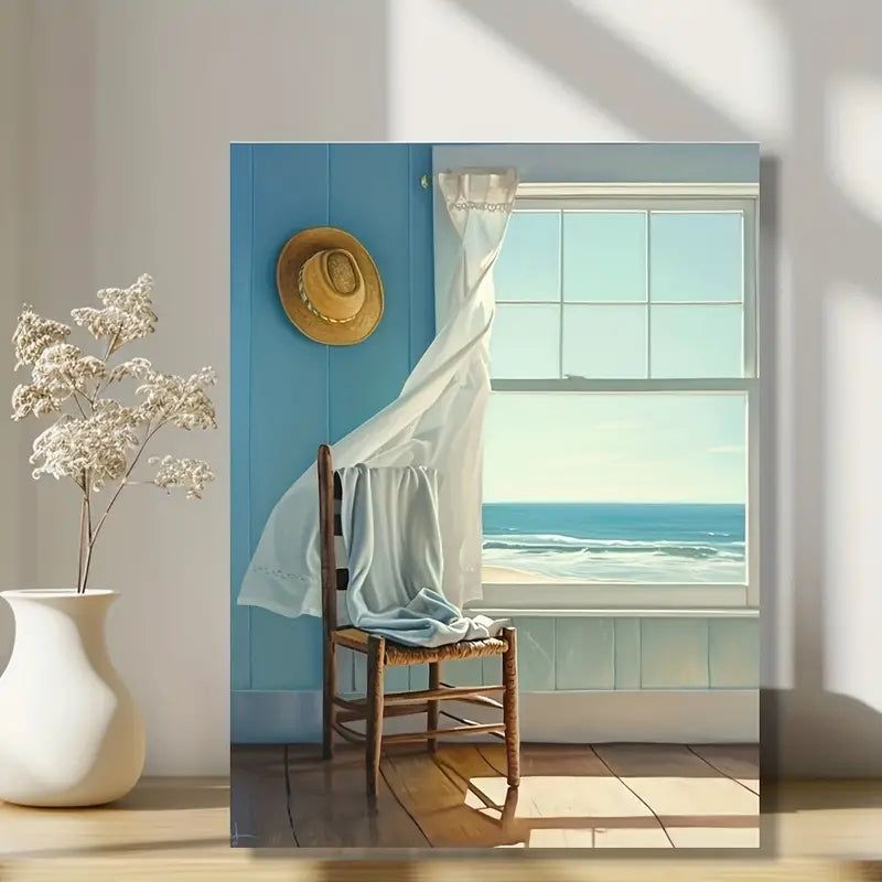 Quadro su Tela Fantasia Spiaggia Costiera completo di Cornice 42 x 30 cm