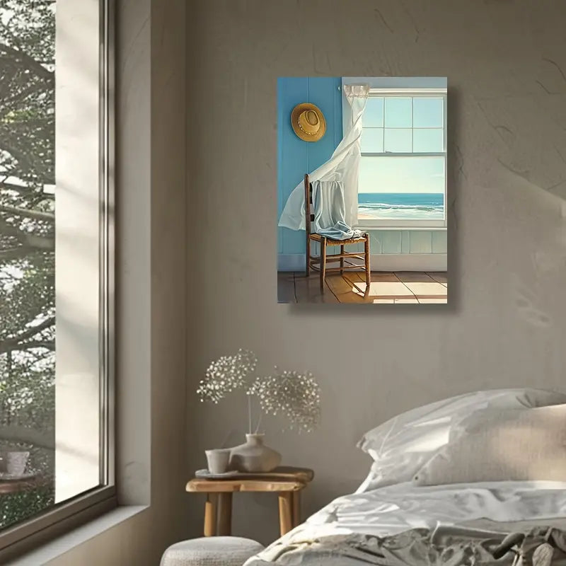 Quadro su Tela Fantasia Spiaggia Costiera completo di Cornice 42 x 30 cm