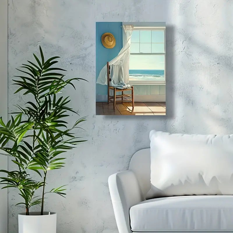 Quadro su Tela Fantasia Spiaggia Costiera completo di Cornice 42 x 30 cm