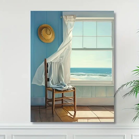 Quadro su Tela Fantasia Spiaggia Costiera completo di Cornice 42 x 30 cm